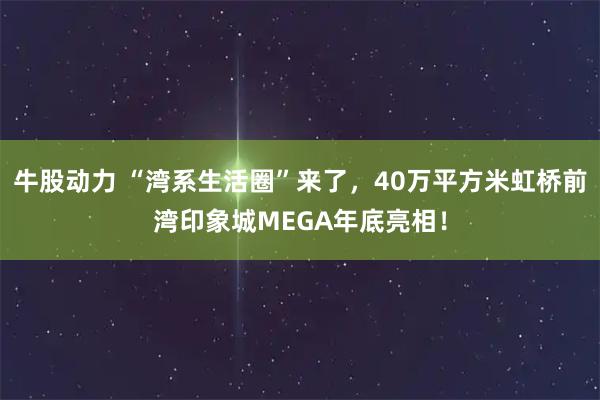 牛股动力 “湾系生活圈”来了，40万平方米虹桥前湾印象城MEGA年底亮相！